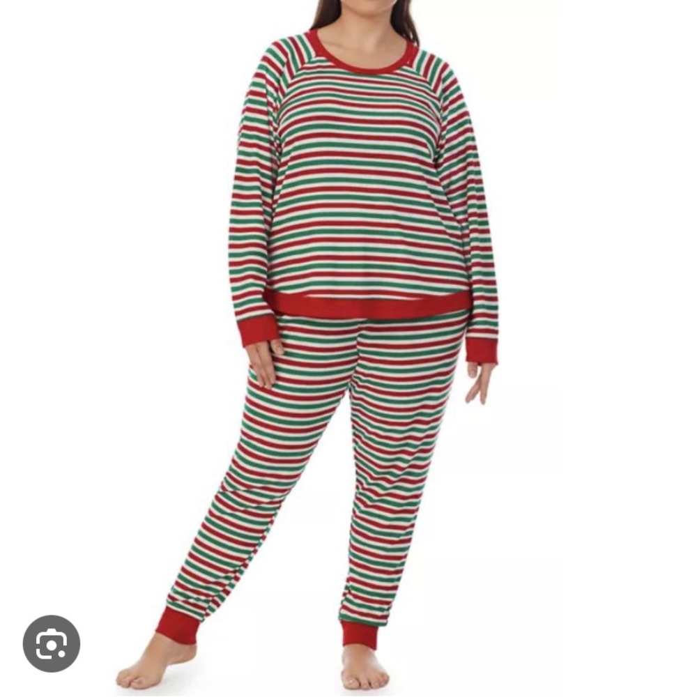 Pajamarama Women’s Waffle Candy Cane Christmas Set Medium